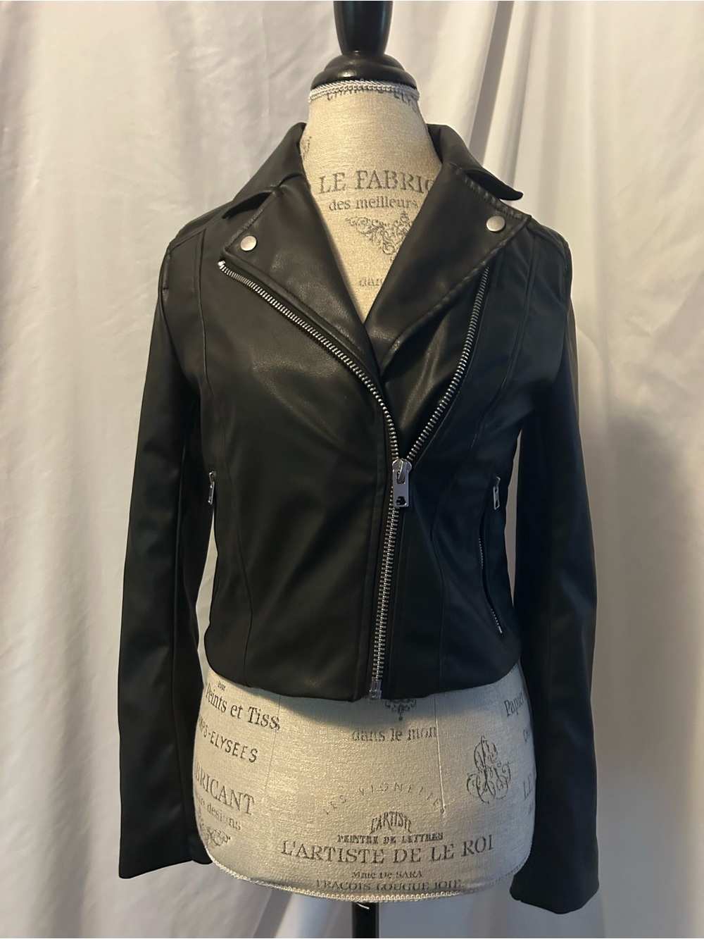 Classic Black Faux Leather Moto Jacket - DIVIDED H & M
